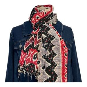 KANTHA SCARF REVERSIBLE TWO SIDED SARI HEAD WRAP DECOR LINEN SARONG